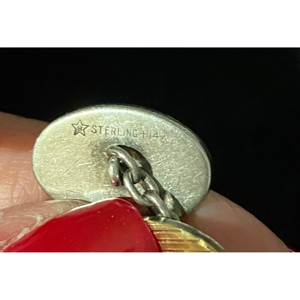 Art Deco Sterling & 14k Gold Cuff Link Monogram W